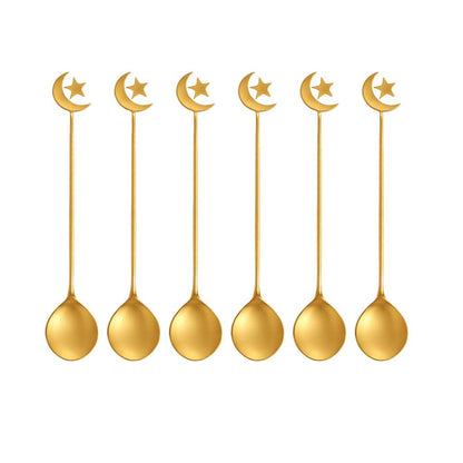 Lepels goud set van 6 metaal 16 cm