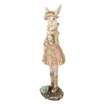 Decorative Figurine Rabbit 26 cm Beige Gold-colored Plastic