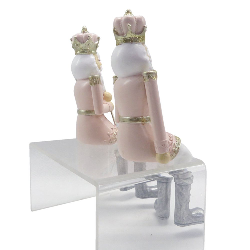 Notenkraker beeld set van 2 roze wit kunststof 6x6x12 cm