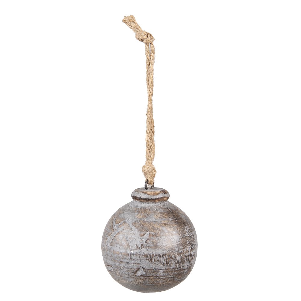 Christmas Ornament Ø 8 cm Grey Brown Wood Home Decoration