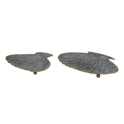 Serveerschalen set van 2 schelp grijs ijzer