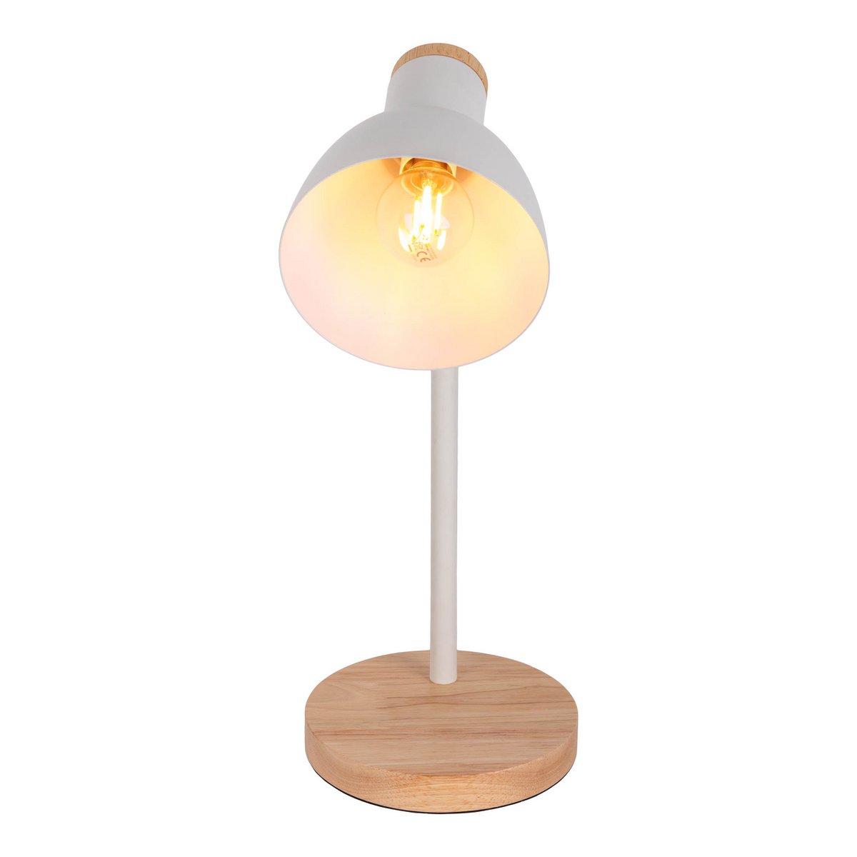 Bureaulamp Marie metaal hout wit 36,5 cm
