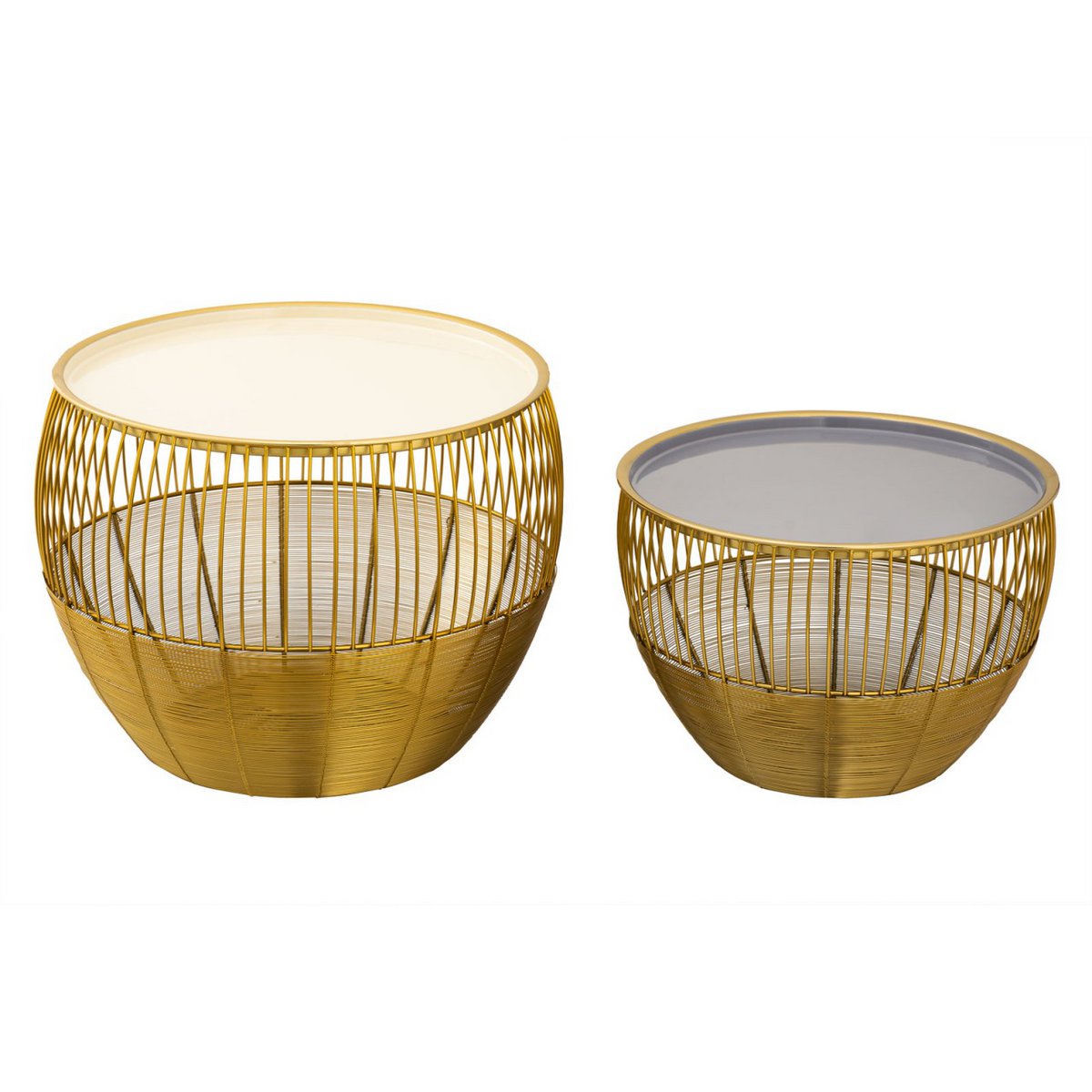 Set van 2 Ronde Bijzettafels Glamira Goud Salontafels