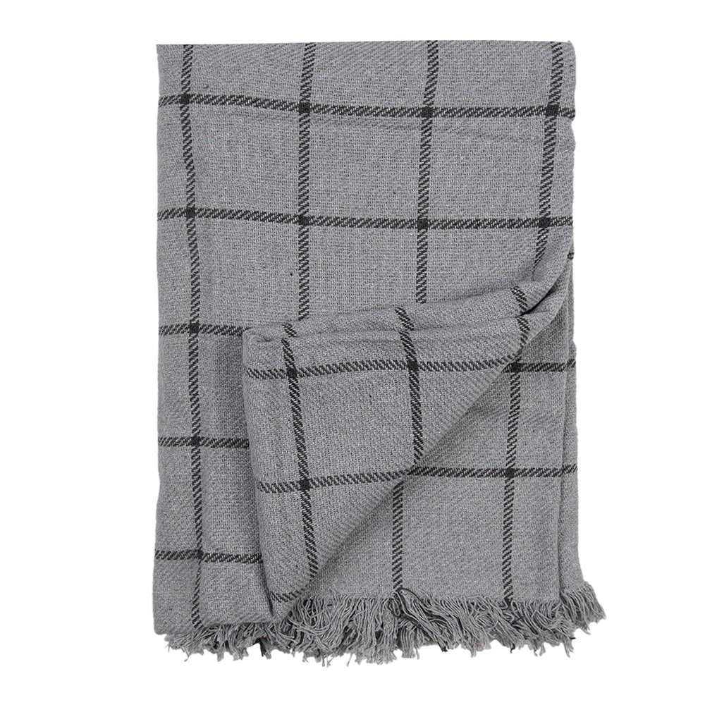 Throw 125x150 cm Grey Cotton Stripe Blanket