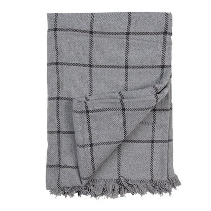 Throw 125x150 cm Grey Cotton Stripe Blanket