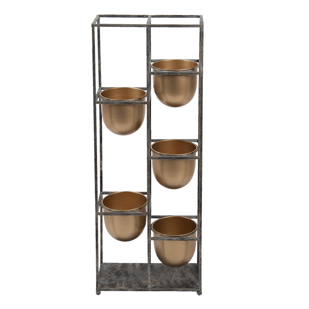 Bloempot 80 cm Goudkleurig Zwart Metaal Bloempot Binnen