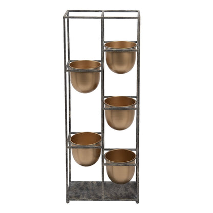 Bloempot 80 cm Goudkleurig Zwart Metaal Bloempot Binnen