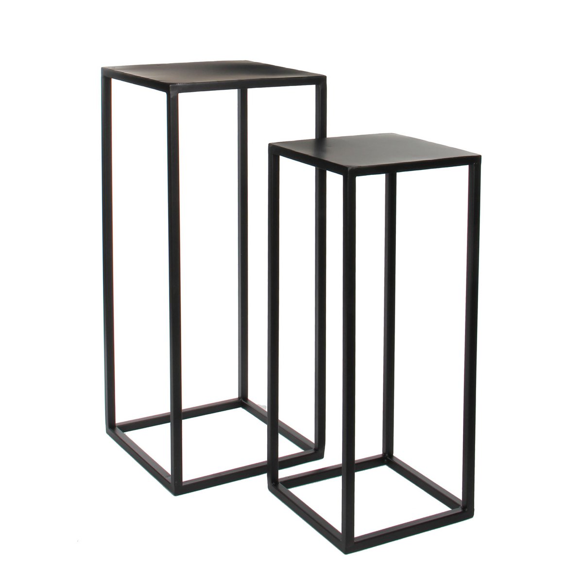 Bijzettafel set van 2 metaal zwart 30x30x70 cm
