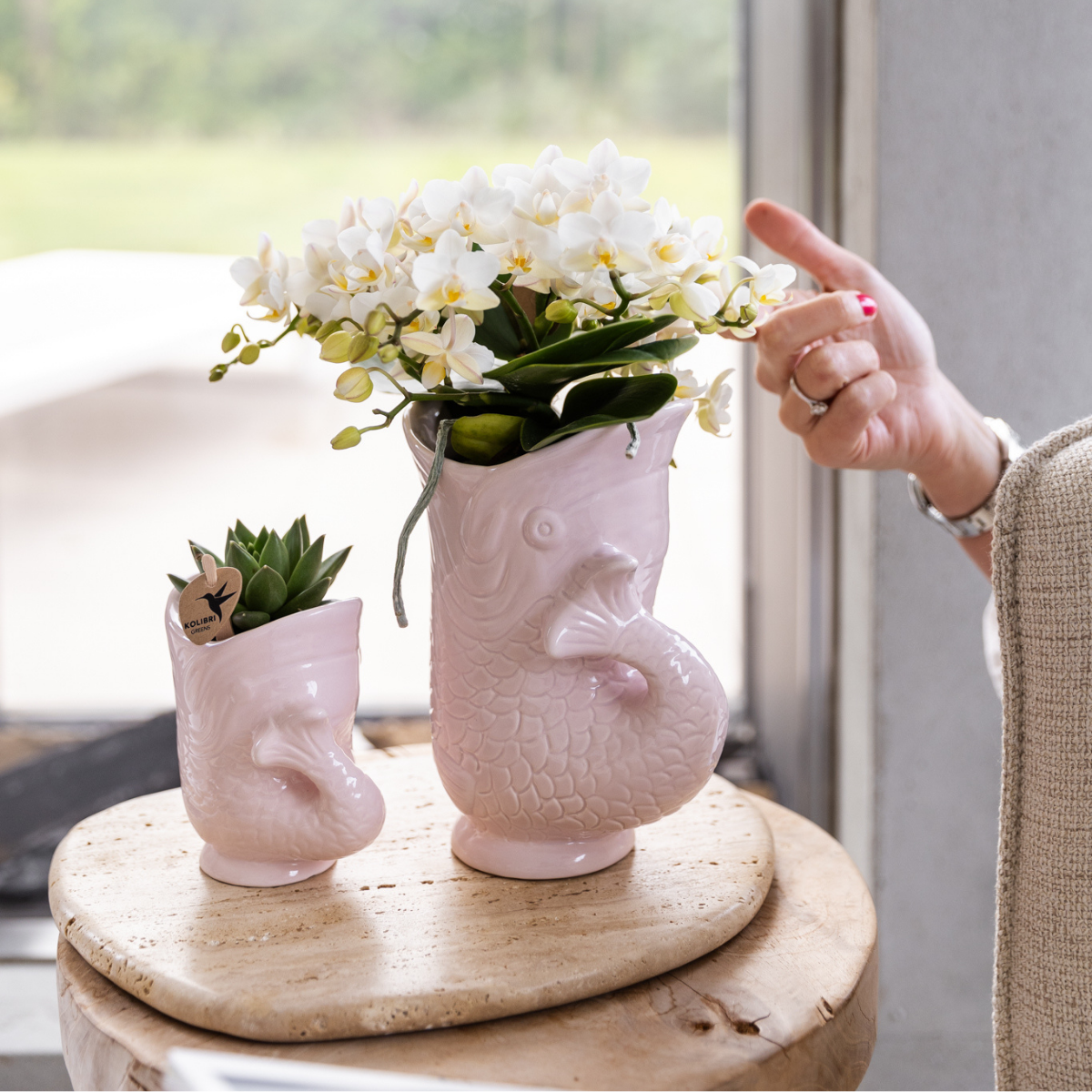 Fish-shaped Ceramic Plant Pot Pink Ø9cm