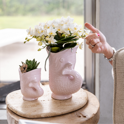 Fish-shaped Ceramic Plant Pot Pink Ø9cm