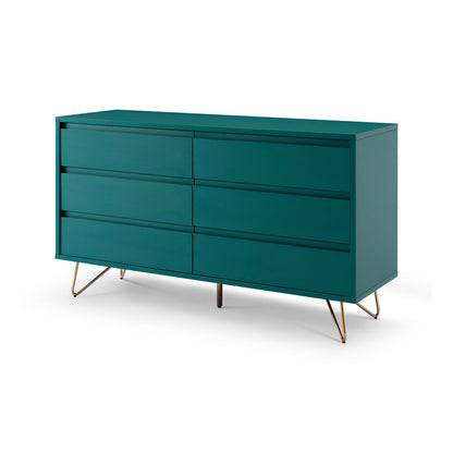 Ladekast 120x40x70 cm blauw goud MDF metaal