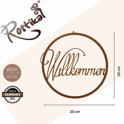 Deurkrans welkom roestpatina metaal 20 cm