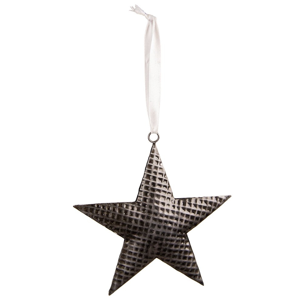 Decoration Hanger Star 8x8 cm Grey Iron Christmas Hanger
