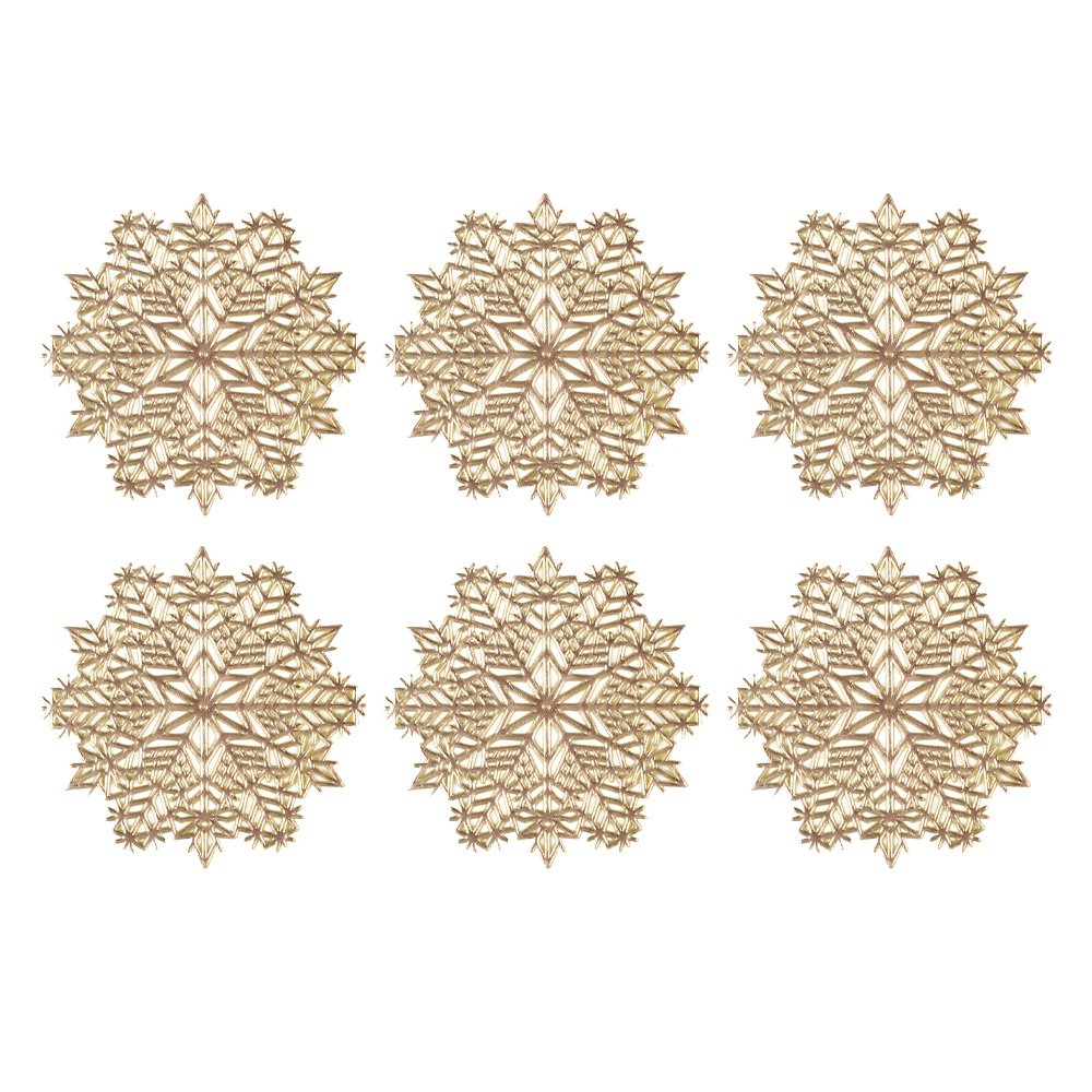 Onderzetters 6 stuks goud 10x10 cm kunststof
