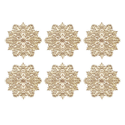 Onderzetters 6 stuks goud 10x10 cm kunststof