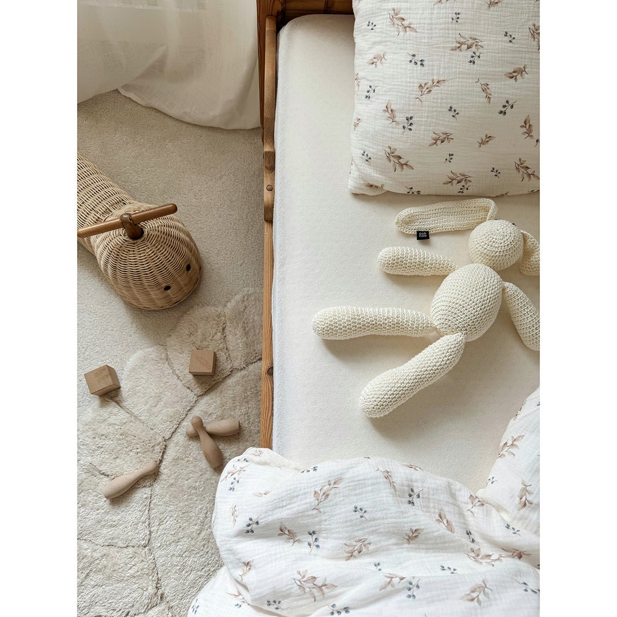 Rond kinderkamertapijt 110 cm katoen ecru