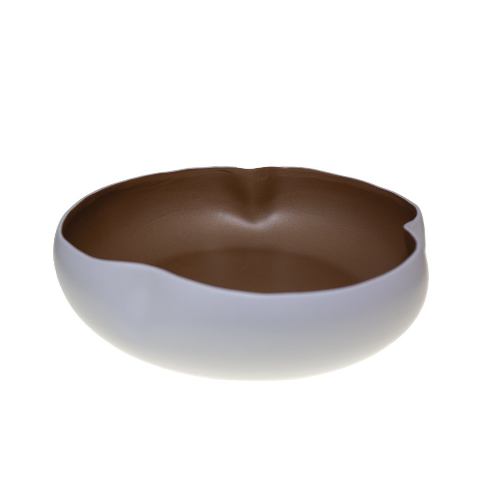 Keramische kom 34x34x10 cm wit goud