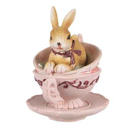 Rabbit Figurine 9 cm Brown Pink Polyresin