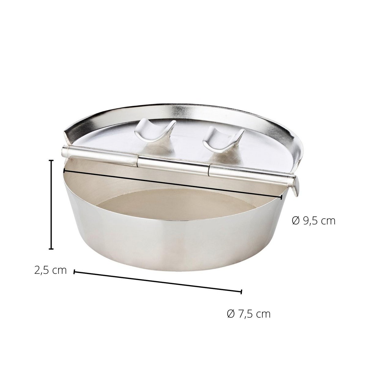 Asbak opvouwbaar verzilverd 10 cm