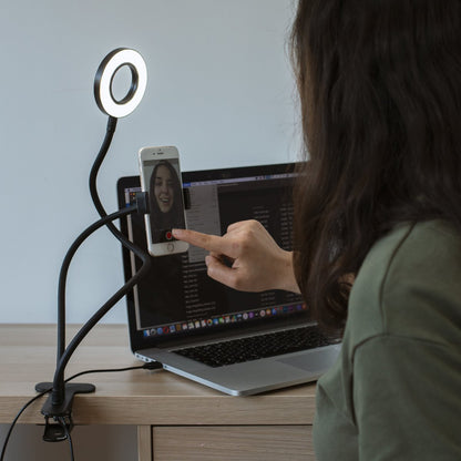 LED ringlamp met smartphonehouder 15x8x19 cm