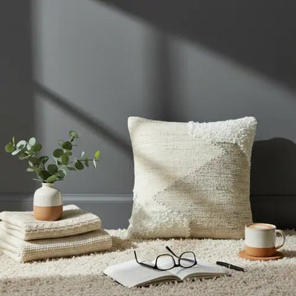 Kussenhoes 45x45 cm wolmix beige crème