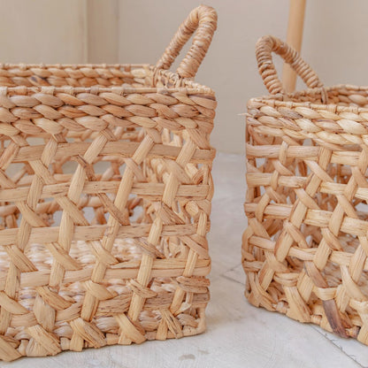 Opbergmand waterhyacint rechthoek 36x28x25 cm