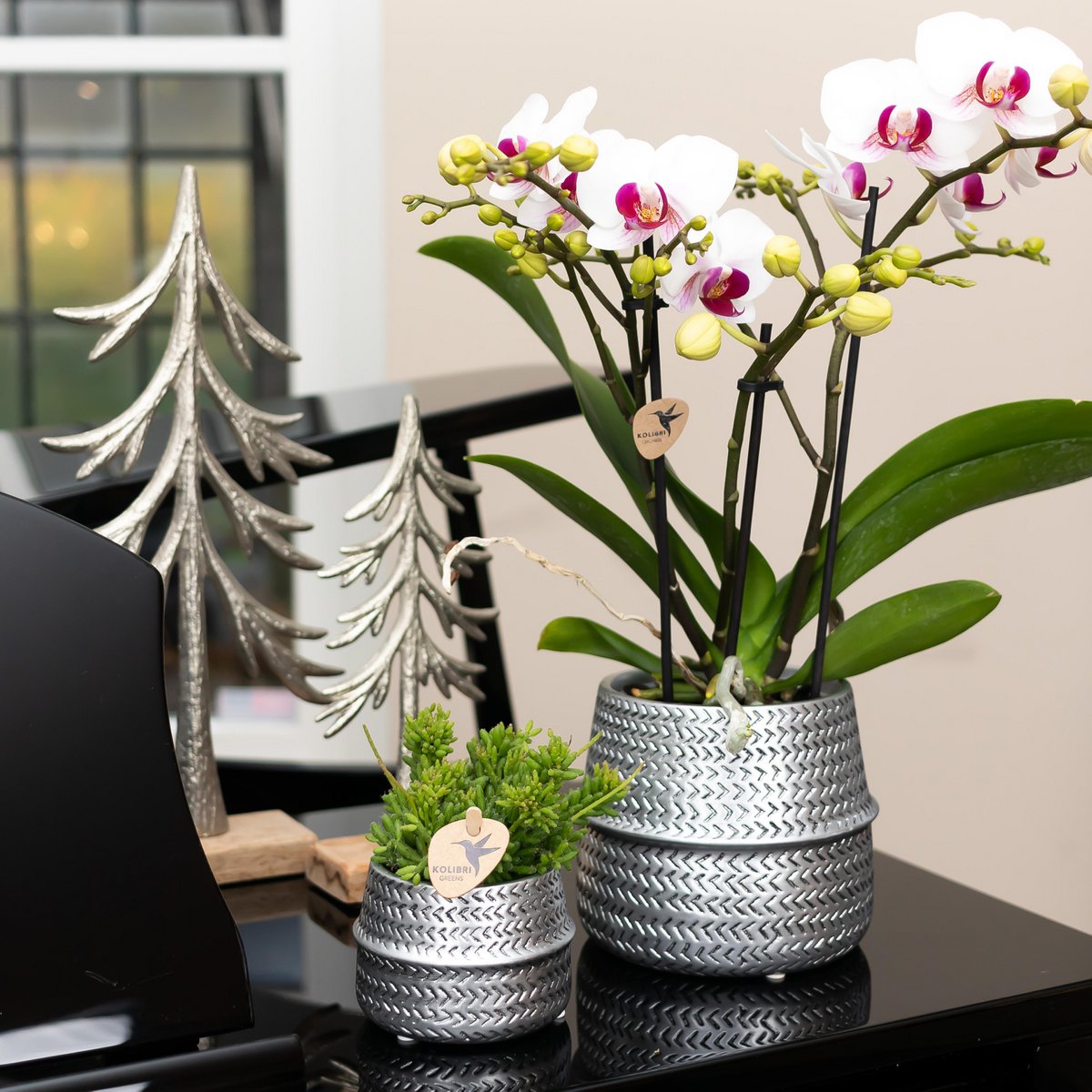 Bloempot Ø9 cm keramiek mat zilver