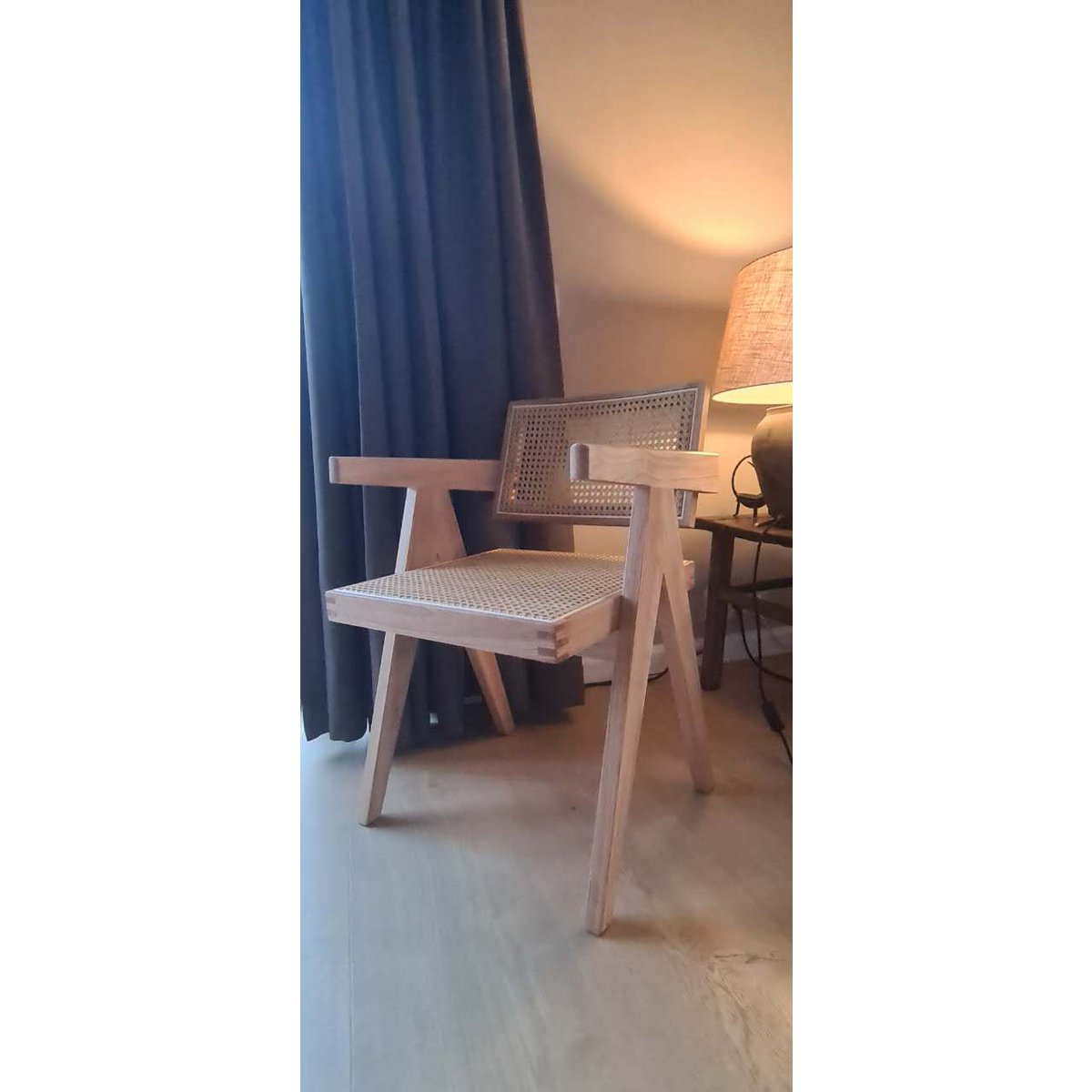 Luxury Design Chair Pierre Jeanneret Walnut Rattan Chandigarh