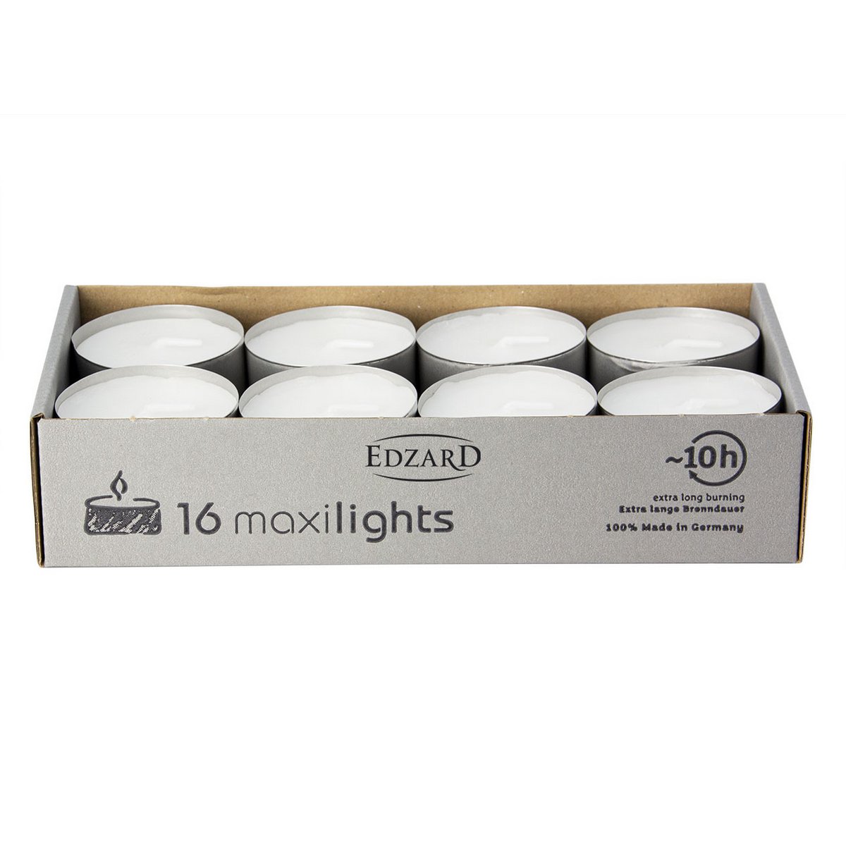 Theelichtjes 16 stuks wit aluminium deksel 58 mm