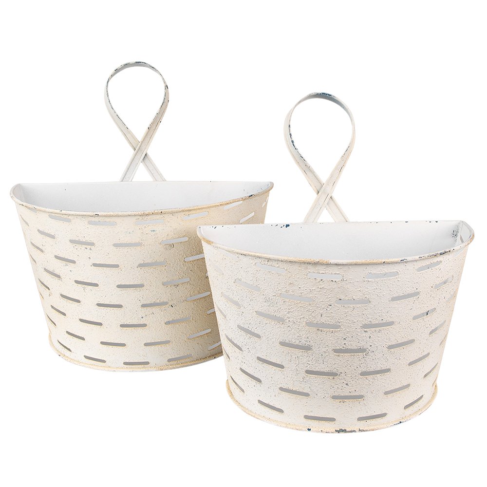 Plant holder beige iron hanging pot