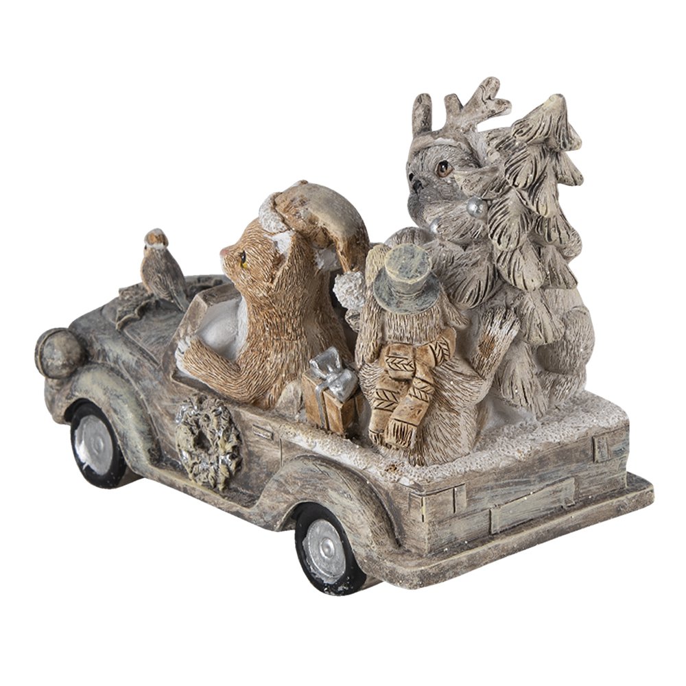 Dierenbeeld 16x8x11 cm grijs beige polyresin