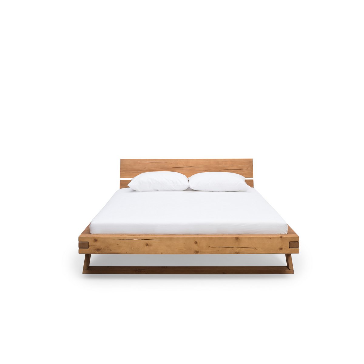 Balkenbed massief hout 140 x 200 cm geolied