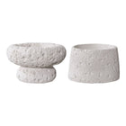 Kandelaar set 2 stuks cement keramiek grijs wit