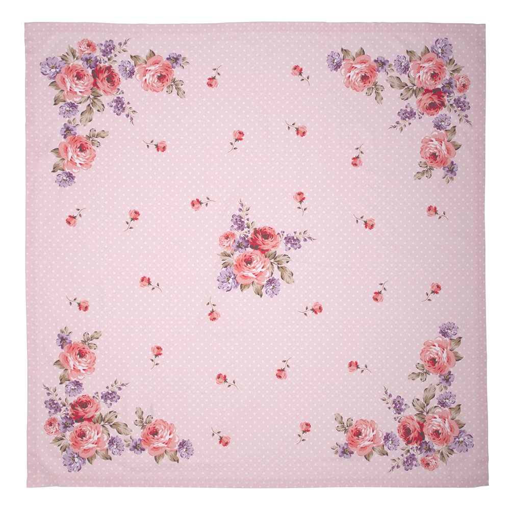 Tafelkleed 100x100 cm roze paars katoen rozen