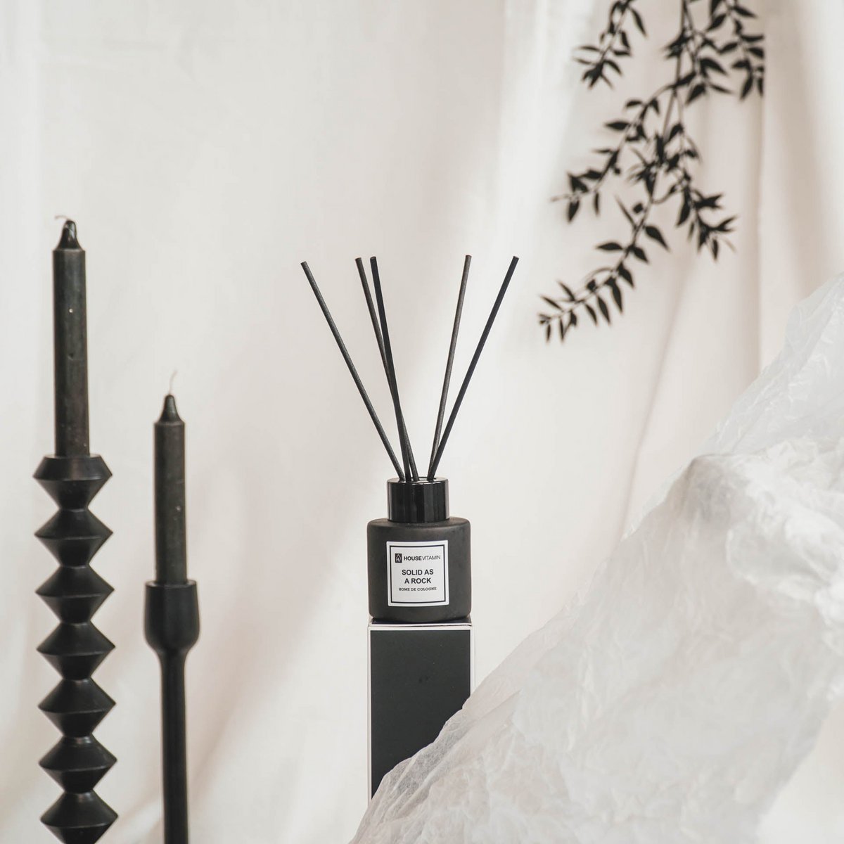 Reed diffuser - Glass/fiber - 50 ml - Strong as stone - 6 x 20 cm