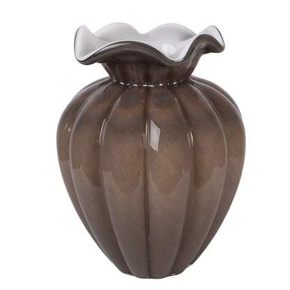 Vaas Ø 16x21 cm bruin glas