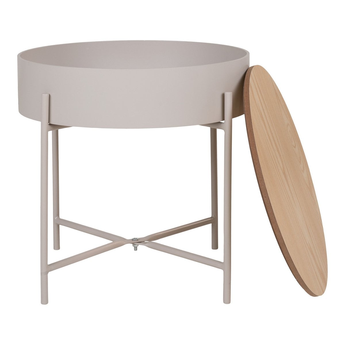 Bijzettafel Ø40x40 cm staal beige-lichtgrijs