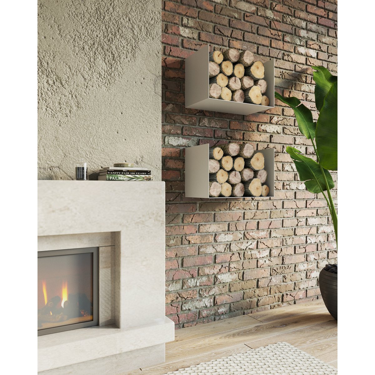 Wandrek wit metaal 60x15x10 cm