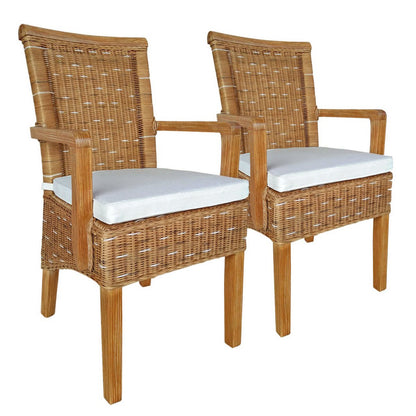 Eetkamerstoelen Met Armleuningen Rattan Capuccino 2 Stuks