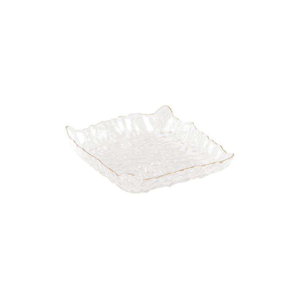 Vierkante glazen beker 15,5x15,5x3,5 cm goud