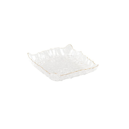 Vierkante glazen beker 15,5x15,5x3,5 cm goud