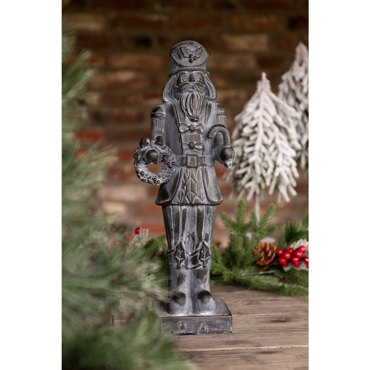 Beeld Notenkraker 47 cm Grijs Kunststof Kerstdecoratie