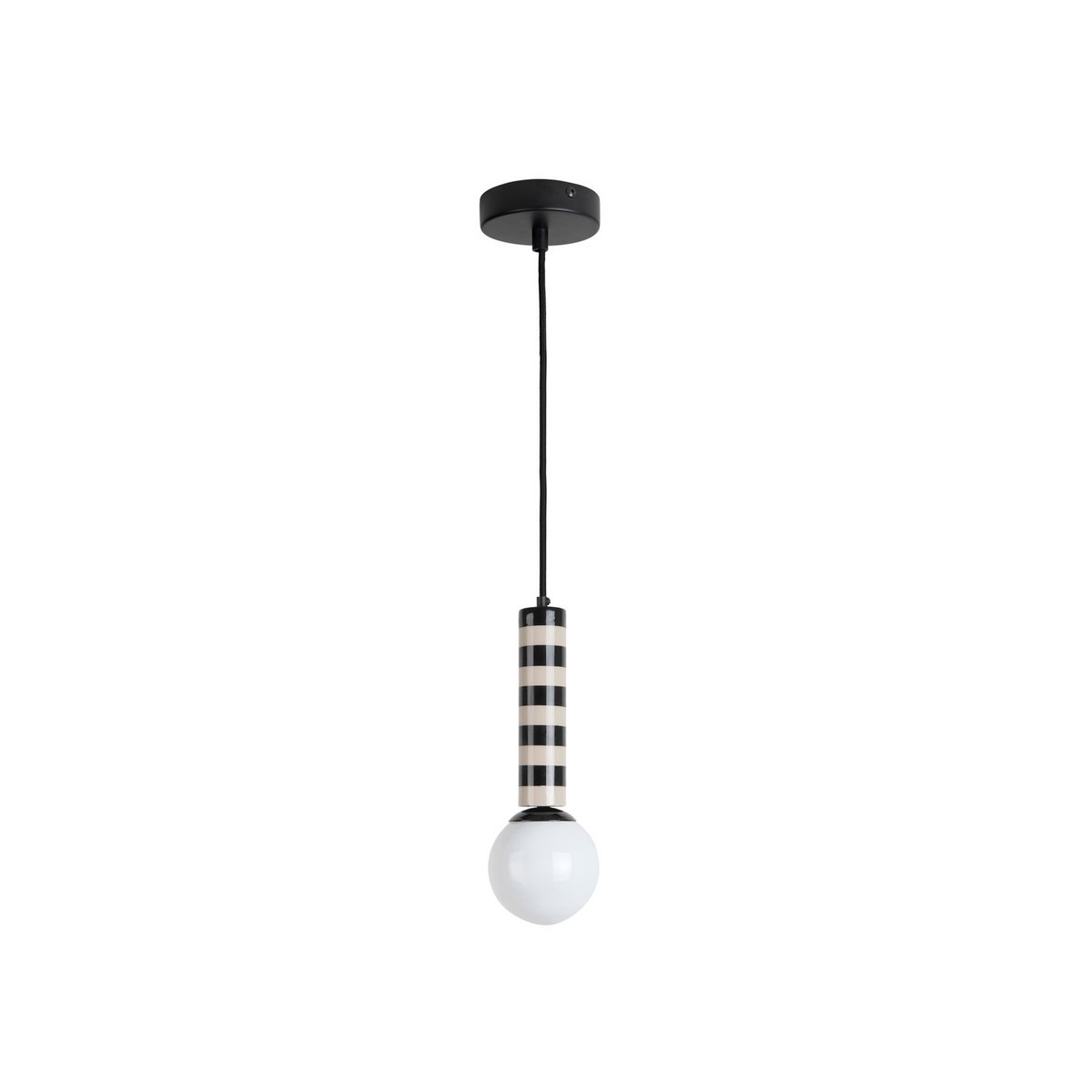 Hanglamp gestreept grijs ijzer 12x12x38 cm