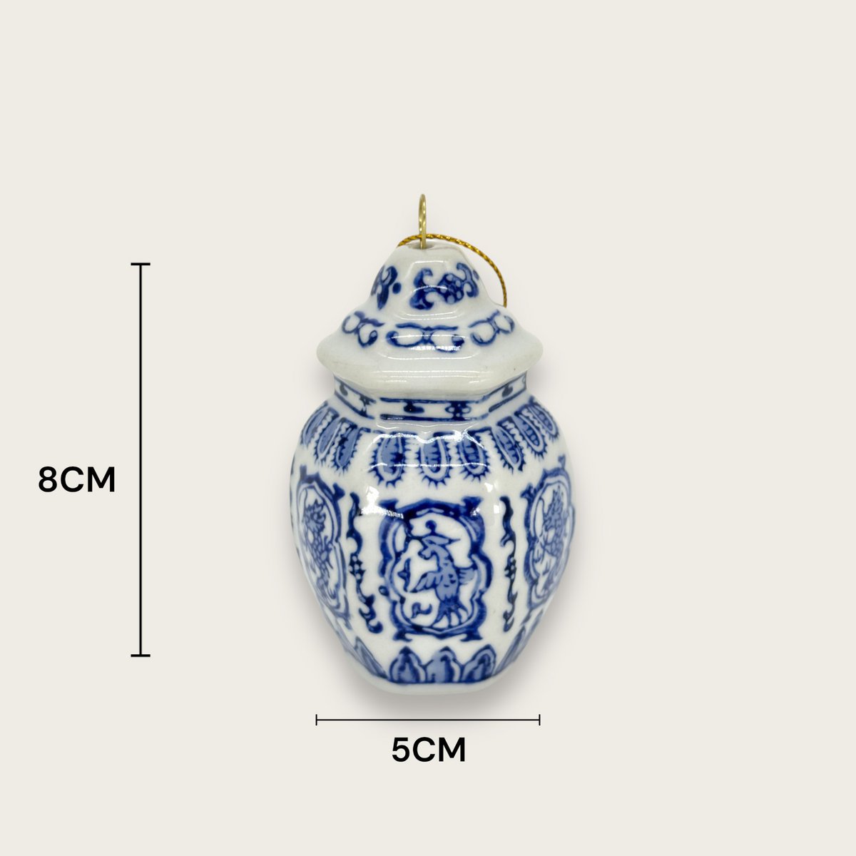 Blue and white porcelain mini Christmas ornament