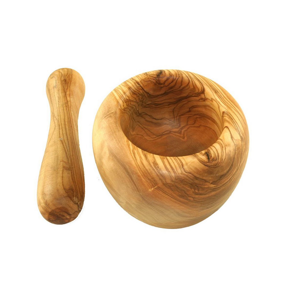 Vijzel met stamper 12 cm olijfhout