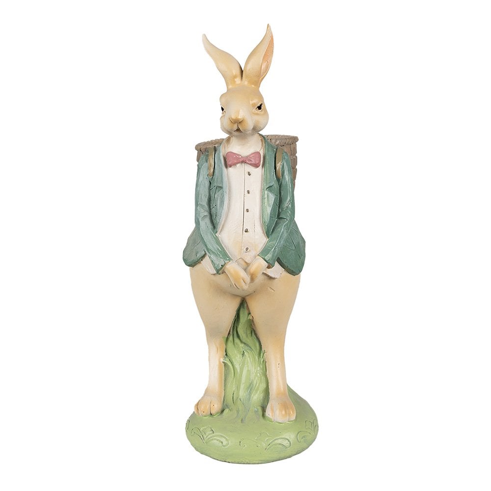 Konijnenbeeld 30 cm bruin groen polyresin