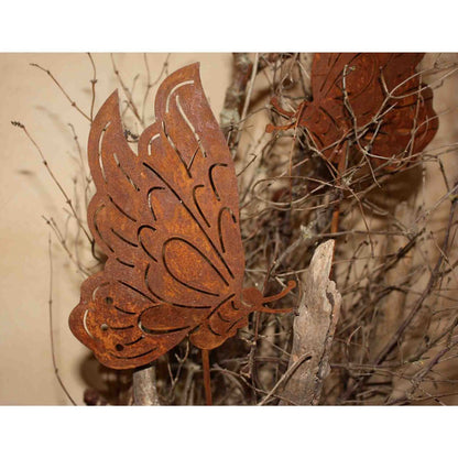Tuinsteker vlinder roest metaal 40 cm