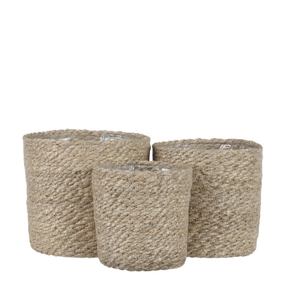 Plantenmand set jute crème 3 stuks Ø12-16 cm