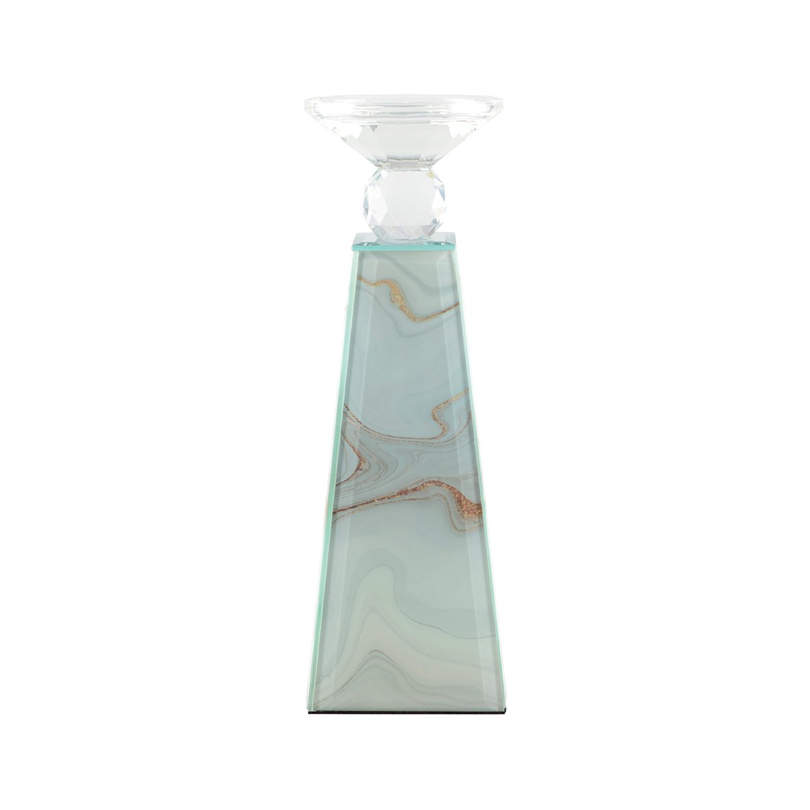 Kandelaar 9x9x27.5 cm marmerlook glas