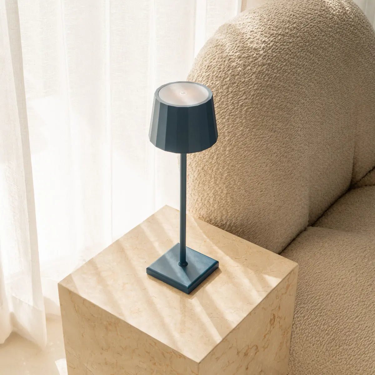 Tafellamp blauw draadloos dimbaar 10x38 cm